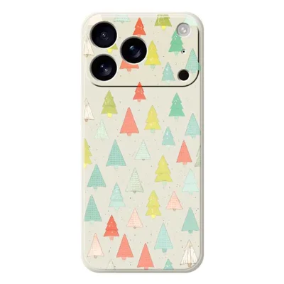 Voor iPhone 17 Pro-hoesje met kleurrijk bospatroon Rechte rand TPU-telefoonhoes - Beige