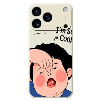 Voor iPhone 17 Pro-hoesje Met grappig kindergezichtje Patroonbedrukking Rechte rand TPU-telefoonhoesje - Beige