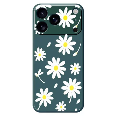 For iPhone 18 Pro / 17 Pro Case White Daisy Pattern Printing Straight Edge TPU Phone Back Cover - Green