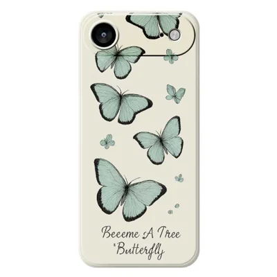 For iPhone Air Case Groen Vlinderpatroon Rechte Rand TPU Telefoonhoesje - Beige