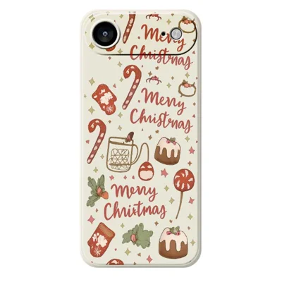 For iPhone Air Case Merry Christmas Pattern Printing Straight Edge TPU Phone Back Cover - Beige