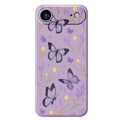 For iPhone Air Case Purple Butterflies Pattern Printing Straight Edge TPU Phone Back Cover - Purple