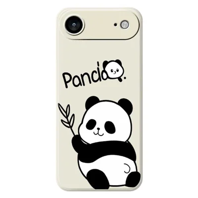 For iPhone Air Case Panda Pattern Printing Straight Edge TPU Phone Back Cover - Beige