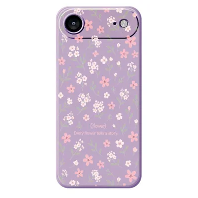 For iPhone Air Case Small Flower Pattern Printing Straight Edge TPU Phone Back Cover - Purple