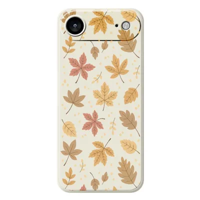 For iPhone Air Case Leaves Pattern Printing Straight Edge TPU Phone Back Cover - Beige