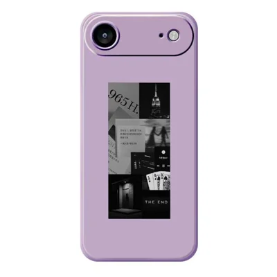 For iPhone Air Case Stitching Photos Pattern Printing Straight Edge TPU Phone Back Cover - Purple