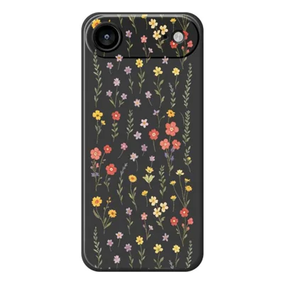 For iPhone Air Case Flowers and Grass Pattern Printing Straight Edge TPU Phone Back Cover - Black