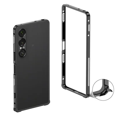 Obudowa typu bumper do Sony Xperia 1 VII z metalową ramą i chłodzeniem – Czarny