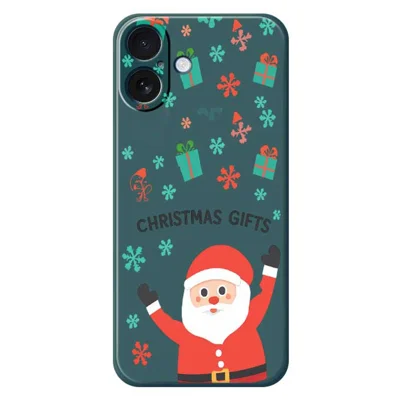 For iPhone 17 Hoesje Kerstcadeaus Patroon Afdruk Rechte Rand TPU Telefoon Achterkant - Groen