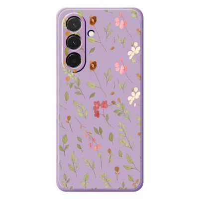 For Samsung Galaxy A36 5G Case Small Flower Leaves Pattern Printing Straight Edge TPU Phone Back Cover - Purple