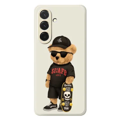 For Samsung Galaxy A36 5G Case Cool Bear Pattern Printing Straight Edge TPU Phone Back Cover - Beige