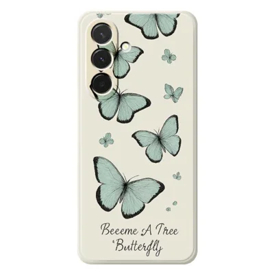 For Samsung Galaxy A36 5G Case Green Butterfly Pattern Printing Straight Edge TPU Phone Back Cover - Beige