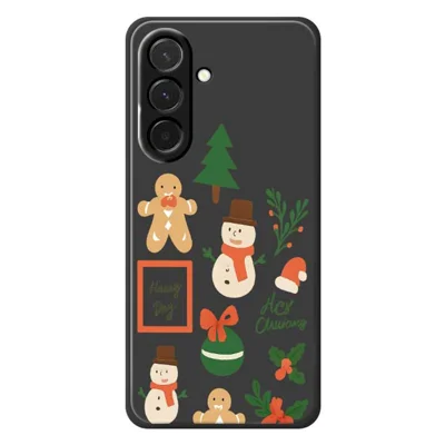 For Samsung Galaxy A36 5G Case Christmas Snowman Pattern Printing Straight Edge TPU Phone Back Cover - Black