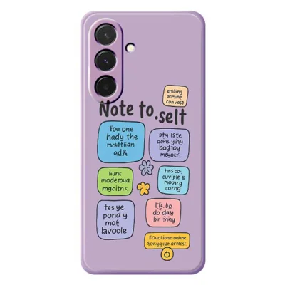 For Samsung Galaxy A36 5G Case Colored Sticky Notes Pattern Printing Straight Edge TPU Phone Back Cover - Purple