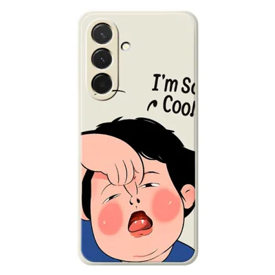 For Samsung Galaxy A36 5G Case Make Faces Kid Pattern Printing Straight Edge TPU Phone Back Cover - Beige