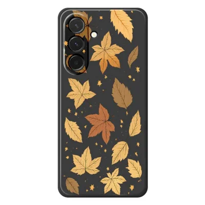 For Samsung Galaxy A36 5G Case Maple Leaves Pattern Printing Straight Edge TPU Phone Back Cover - Black
