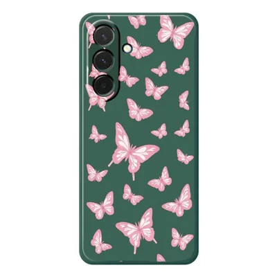 For Samsung Galaxy A36 5G Case Pink Butterflies Pattern Printing Straight Edge TPU Phone Back Cover - Green