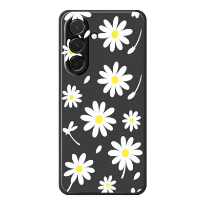 For Samsung Galaxy A36 5G Case White Daisy Pattern Printing Straight Edge TPU Phone Back Cover - Black