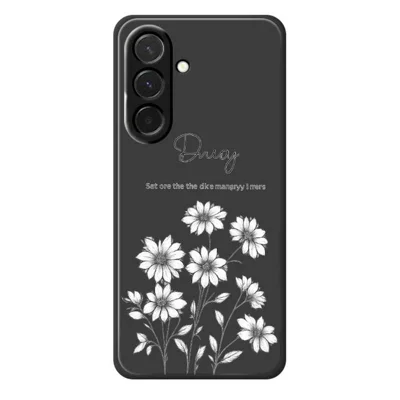 For Samsung Galaxy A36 5G Case Sketch Flowers Pattern Printing Straight Edge TPU Phone Back Cover - Black