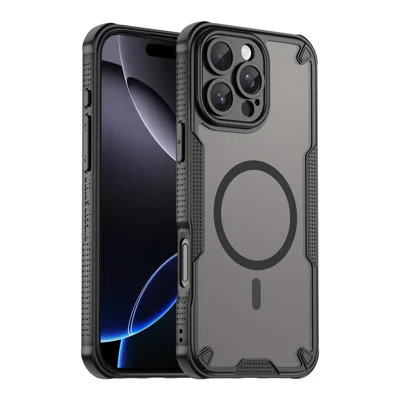 Groothandel voor iPhone 16 Pro-hoesje compatibel met MagSafe TPU + PC-telefoonhoes - Zwart