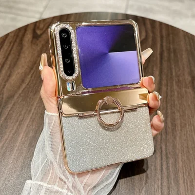 For Huawei Pura X Case Glitter Design Rhinestone Decor Hard PC Phone Cover - Gold