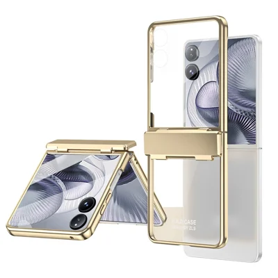 For Xiaomi Mix Flip 2 Case Electroplating PC Folding Phone Cover with Screen Protector - Gold