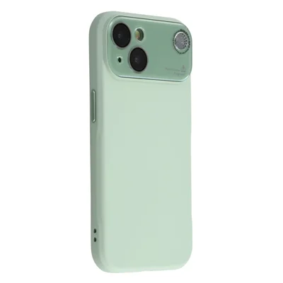 For iPhone 13 Case Large Camera Window Liquid Silicone Aromatherapy Phone Cover - Matcha Green