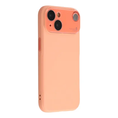 For iPhone 13 Case Large Camera Window Liquid Silicone Aromatherapy Phone Cover - Orange