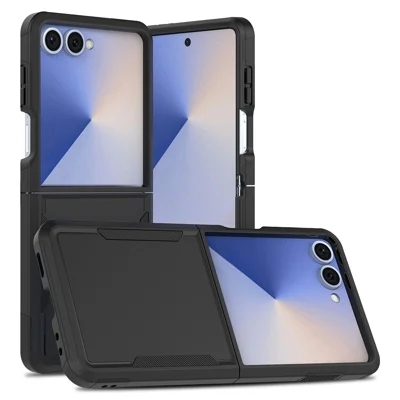 For Samsung Galaxy Z Flip7 5G Case 2 in 1 PC + TPU Shockproof Phone Cover - Black