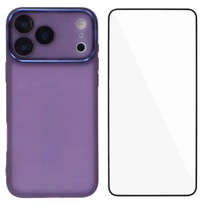 For iPhone 17 Pro Max TPU Case WANLONFENG DKSM Series Electroplated Frame Back Cover with Tempered Glass - Paars