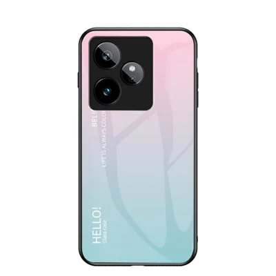 For Realme GT 7 5G Case Anti-Scratch Tempered Glass + PC + TPU Phone Cover - Gradient Pink Blue