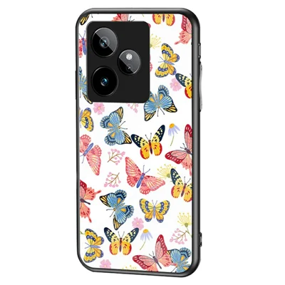 For Realme GT 7 5G Case Butterfly Pattern TPU + Tempered Glass Protective Phone Cover - Colorful Butterfly