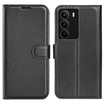 For Realme C71 4G Case Litchi Texture Shockproof Leather Wallet Phone Cover - Black 