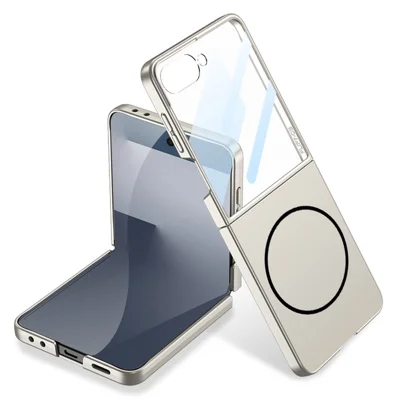 GKK For Samsung Galaxy Z Flip7 5G Magnetic Case Ultra Slim Protective Phone Cover with Screen Protector - Titanium Grey