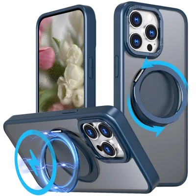 Bulk Purchasing For iPhone 13 Pro Case Compatible with MagSafe Kickstand Acrylic TPU Phone Cover - Navy Blue