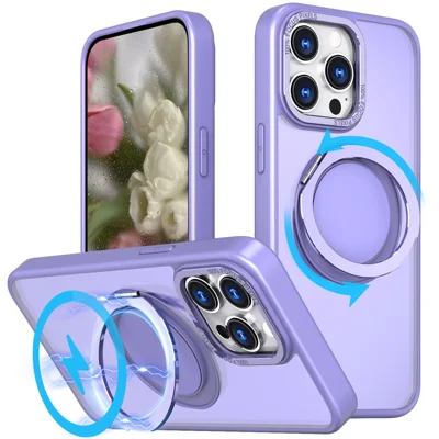 Bulk Purchasing For iPhone 14 Pro Case Compatible with MagSafe Kickstand Acrylic TPU Phone Cover - Light Purple