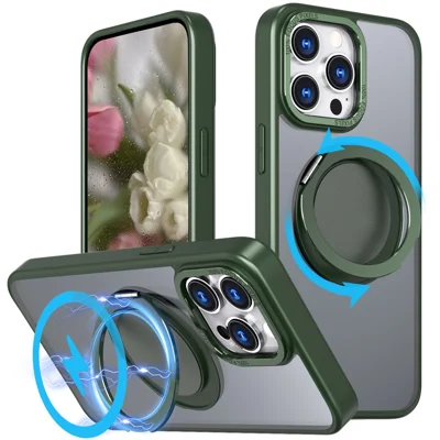 Bulk Purchasing For iPhone 15 Pro Case Compatible with MagSafe Kickstand Acrylic TPU Phone Cover - Green