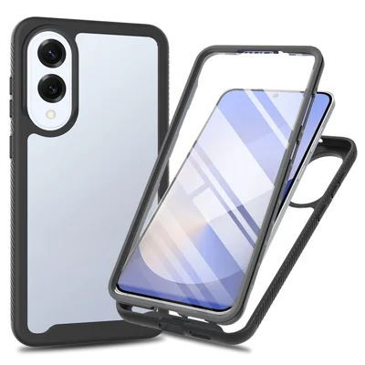 Clear Case for Samsung Galaxy S25 Edge PC + TPU Phone Back Cover with PET Screen Film - Black