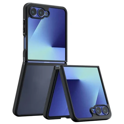 Skyddsfodral för Samsung Galaxy Z Flip7 5G, stötsäkert fodral av TPU+PC – Transparent svart