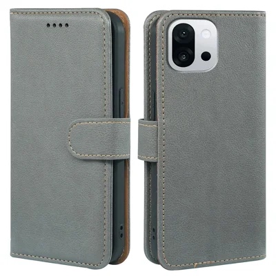 For OnePlus 13T 5G Case RFID Blocking Wallet Litchi Texture Leather Phone Cover Magnetic Clasp - Grey