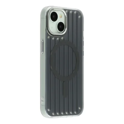 For iPhone 15 Case Compatible with MagSafe Luggage Texture IMD TPU Phone Back Cover - Grey
