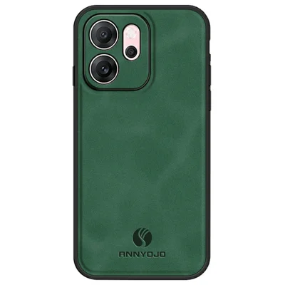 ANNYOJO för Oppo Reno14 F 5G skal av PU-läder + PC + TPU, motslagsskydd, bakskal - Grön