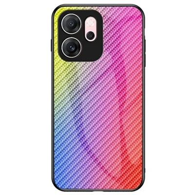 Voor Oppo Reno14 F 5G hoesje Gehard glas Stootvaste telefoonhoes - Kleurrijke vezel