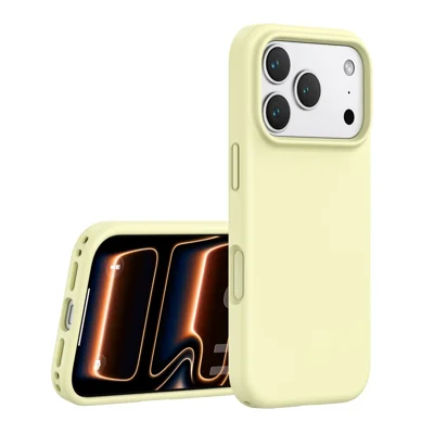 For iPhone 18 Pro / 17 Pro Case PC + Liquid Silicone Anti-Scratch Lining Phone Cover - Cream Yellow