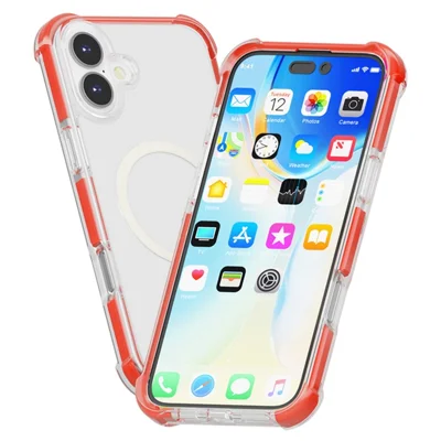 Hoesje voor iPhone 17 Compatibel met MagSafe Versterkte Hoeken TPU + Acryl + TPE Telefoonhoesje - Rood