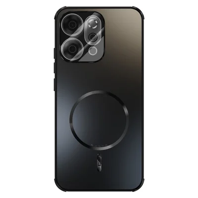 ABEEL For Oppo Reno14 5G (Global) Magnetic Case TPU PC Cooling Matte Phone Back Cover with Lens Film - Black