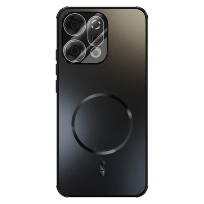 ABEEL For Oppo Reno14 Pro 5G (Global) Magnetic Case TPU PC Cooling Matte Phone Back Cover with Lens Film - Black