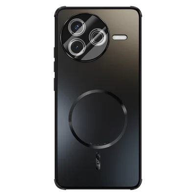 ABEEL For Xiaomi Redmi K80 5G  /  Poco F7 Pro 5G Magnetic Case TPU PC Cooling Matte Phone Back Cover with Lens Film - Black