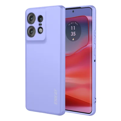 ENKAY HAT PRINCE For Motorola Edge 50 Pro 5G Silicone Case   Straight Edge Cell Phone Back Cover - Purple