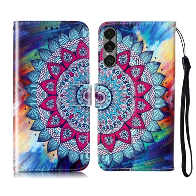 Futerał na Sony Xperia 1 VII, futerał skórzany z wzorem, portfel z paskiem - Mandala Kwiat